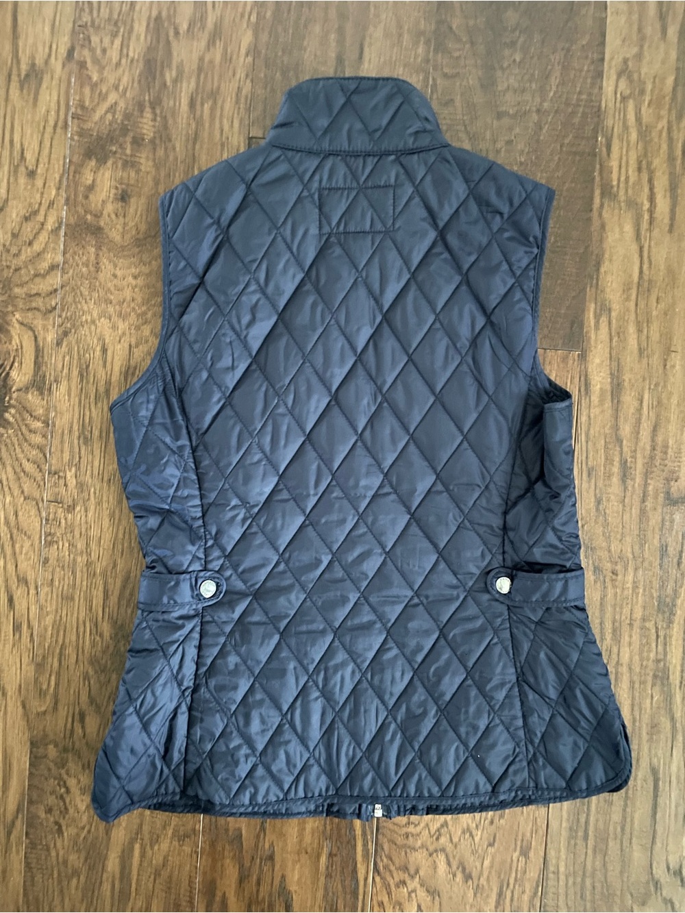 Banana Republic Quilted Navy Sleeveless Vest with Burgundy Trim - Picture 2 of 5